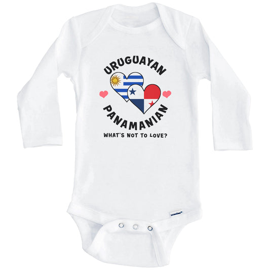 Uruguayan Panamanian What's Not To Love Heart Flags Baby Bodysuit (Long Sleeves)