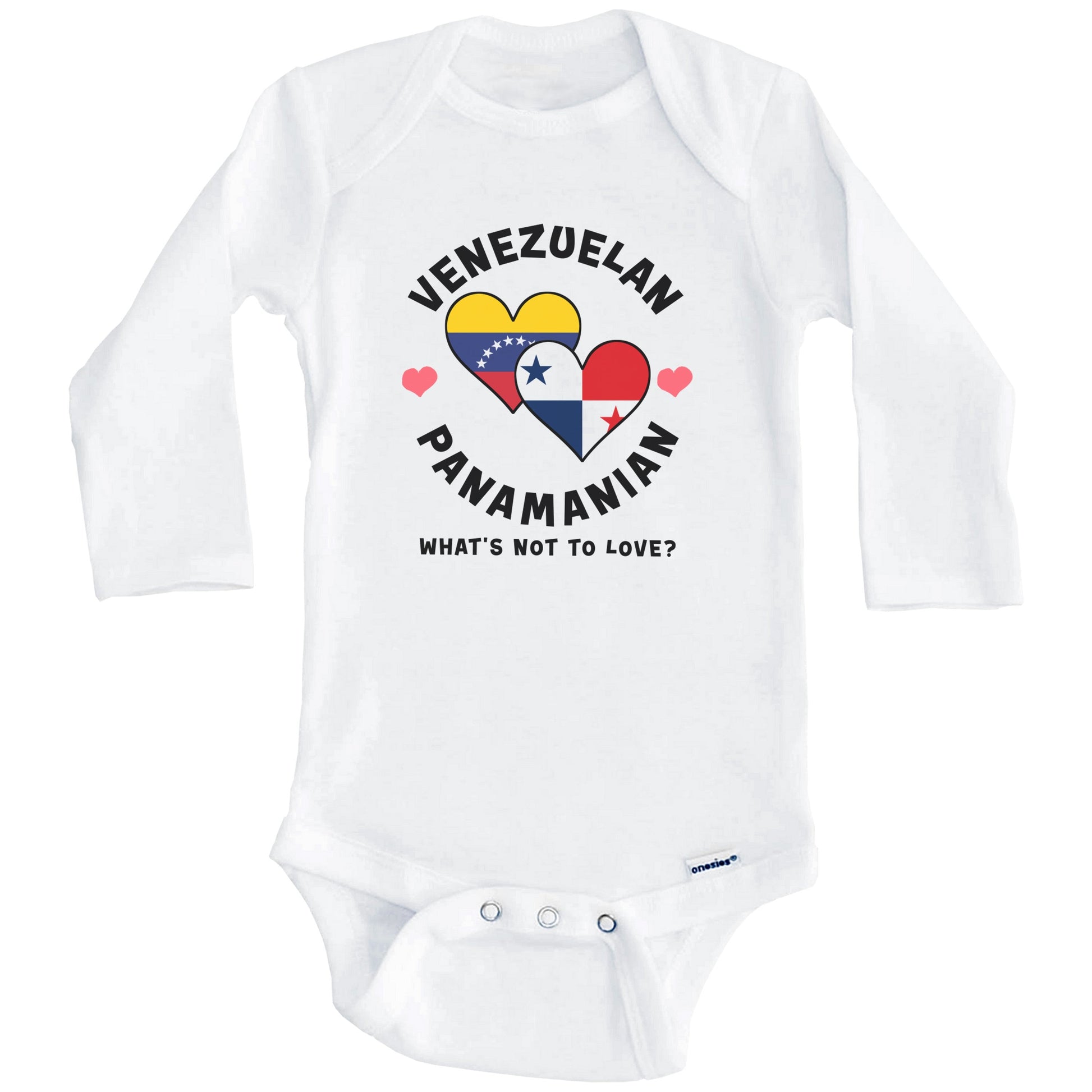 Venezuelan Panamanian What's Not To Love Heart Flags Baby Bodysuit (Long Sleeves)