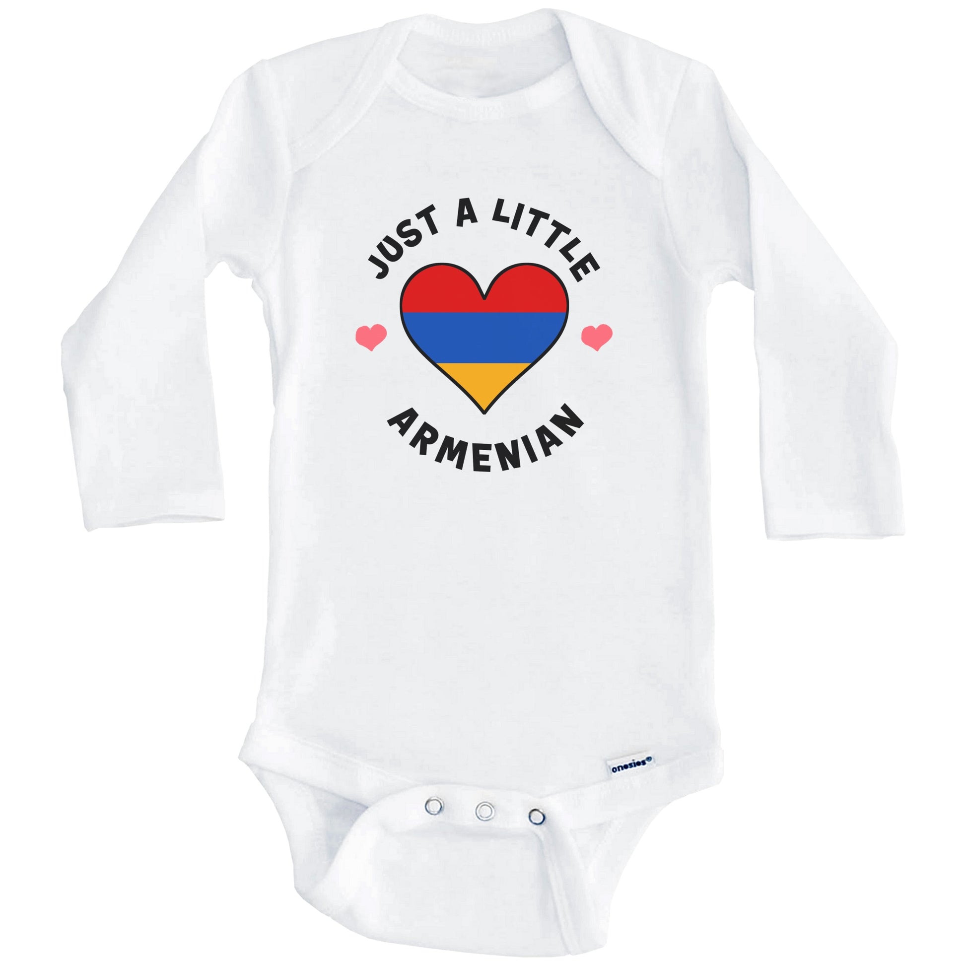 Armenian Flag Heart Just A Little Armenian Armenia Baby Bodysuit (Long Sleeves)