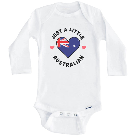 Australian Flag Heart Just A Little Australian Australia Baby Bodysuit (Long Sleeves)