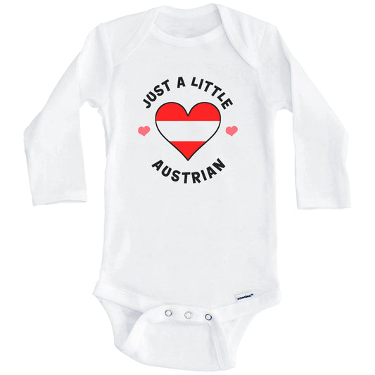 Austrian Flag Heart Just A Little Austrian Austria Baby Bodysuit (Long Sleeves)