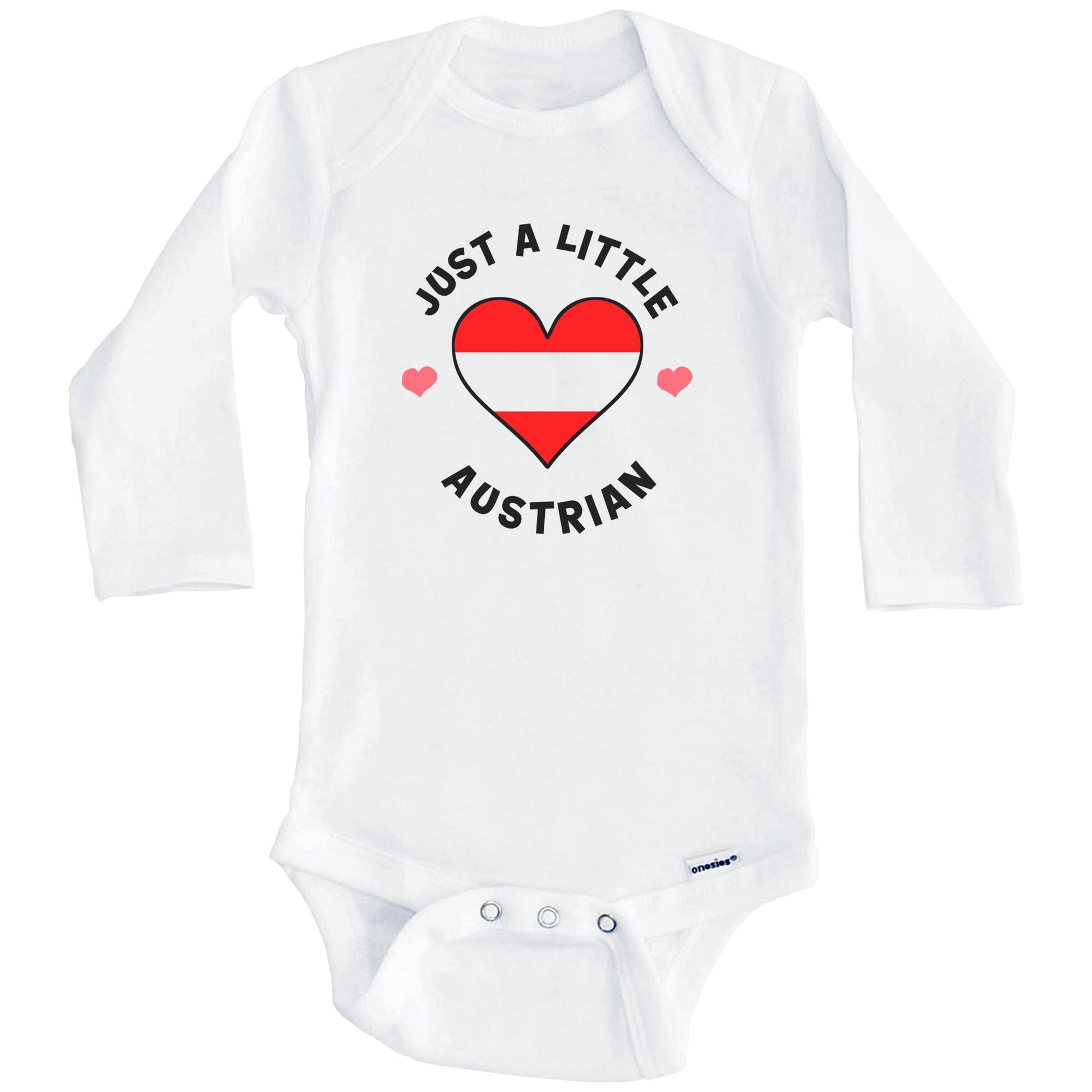 Austrian Flag Heart Just A Little Austrian Austria Baby Bodysuit (Long Sleeves)