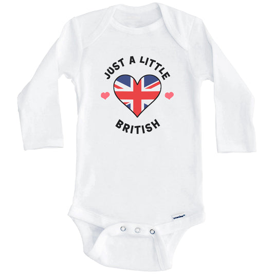 British Flag Heart Just A Little British UK Baby Bodysuit (Long Sleeves)
