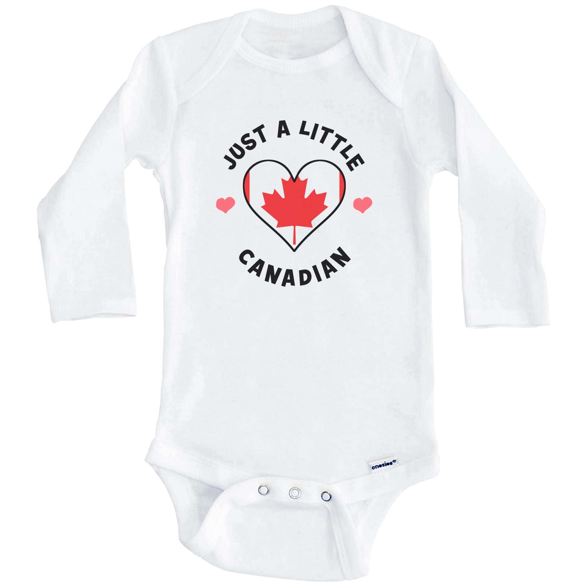 Canadian Flag Heart Just A Little Canadian Canada Baby Bodysuit (Long Sleeves)