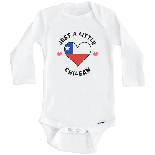 Chilean Flag Heart Just A Little Chilean Chile Baby Bodysuit (Long Sleeves)