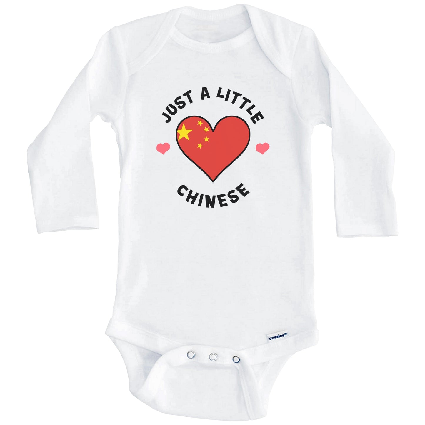 Chinese Flag Heart Just A Little Chinese China Baby Bodysuit (Long Sleeves)