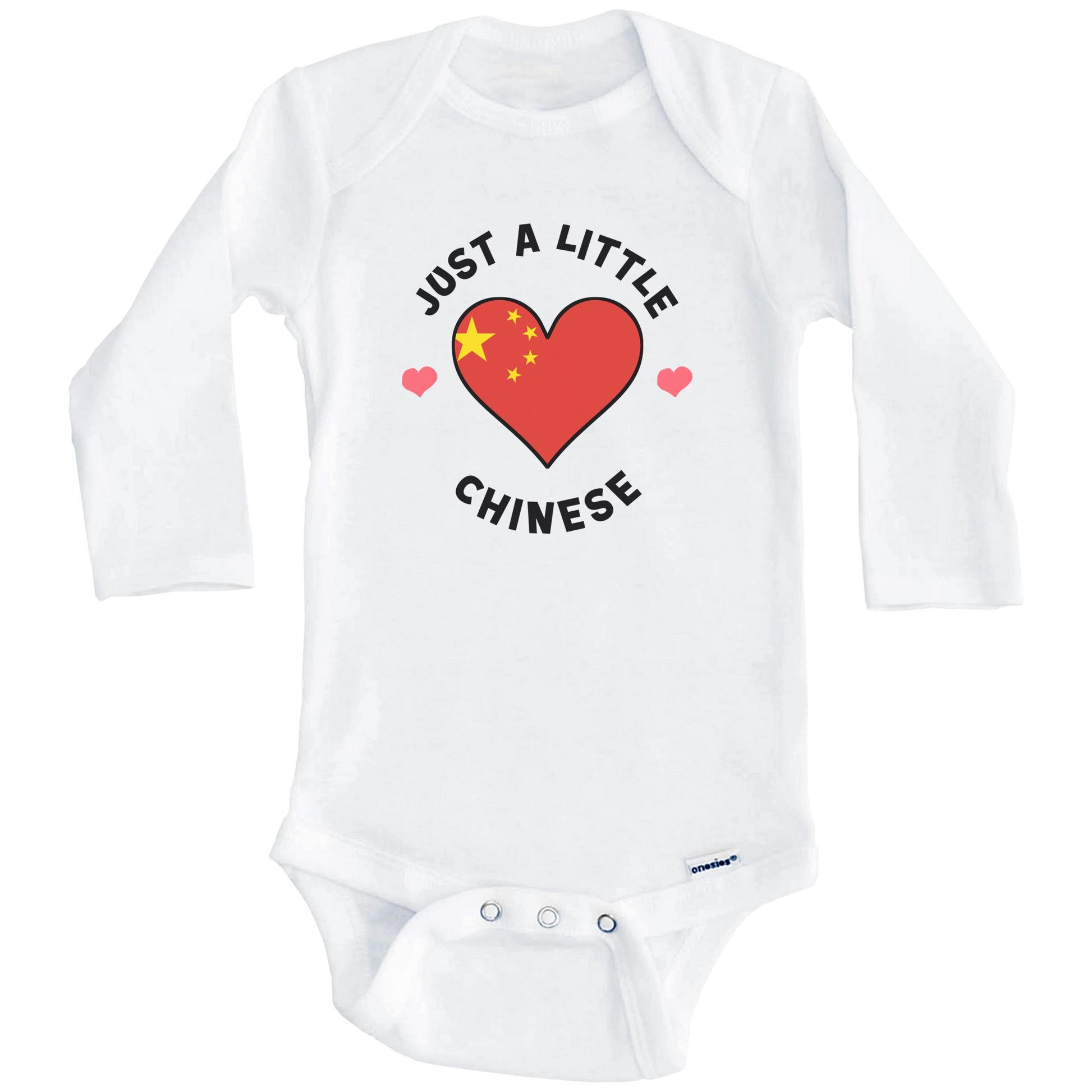 Chinese Flag Heart Just A Little Chinese China Baby Bodysuit (Long Sleeves)