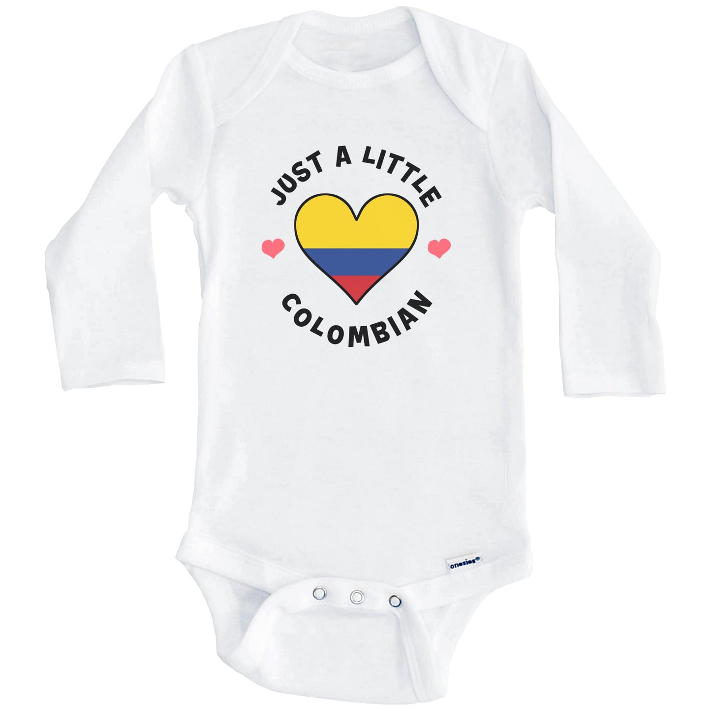 Colombian Flag Heart Just A Little Colombian Colombia Baby Bodysuit (Long Sleeves)