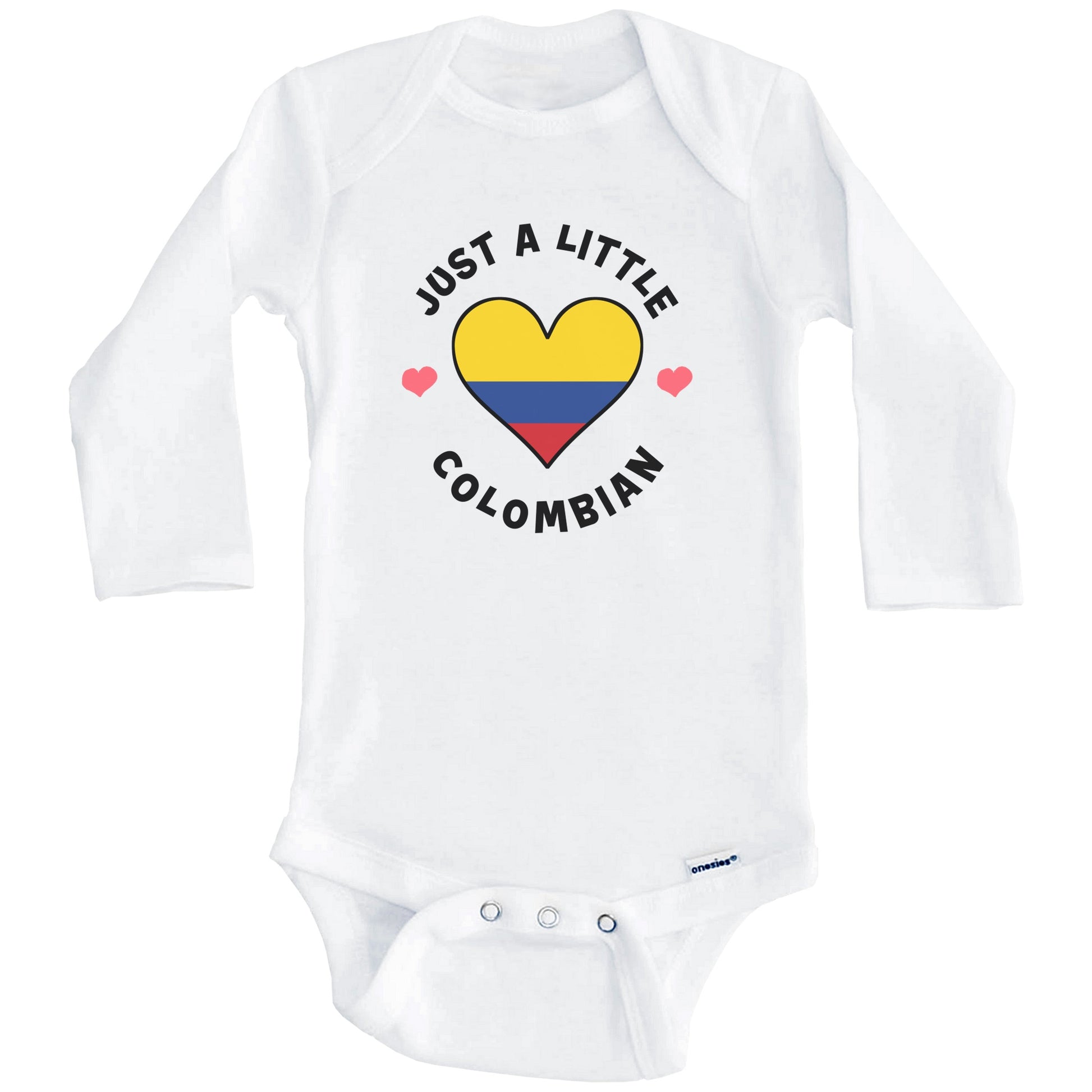 Colombian Flag Heart Just A Little Colombian Colombia Baby Bodysuit (Long Sleeves)