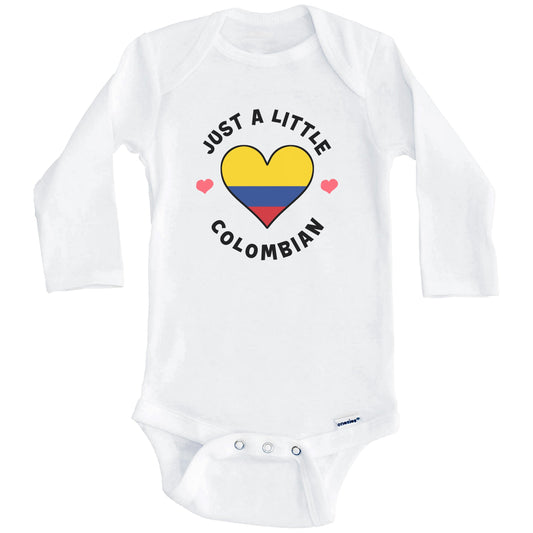 Colombian Flag Heart Just A Little Colombian Colombia Baby Bodysuit (Long Sleeves)