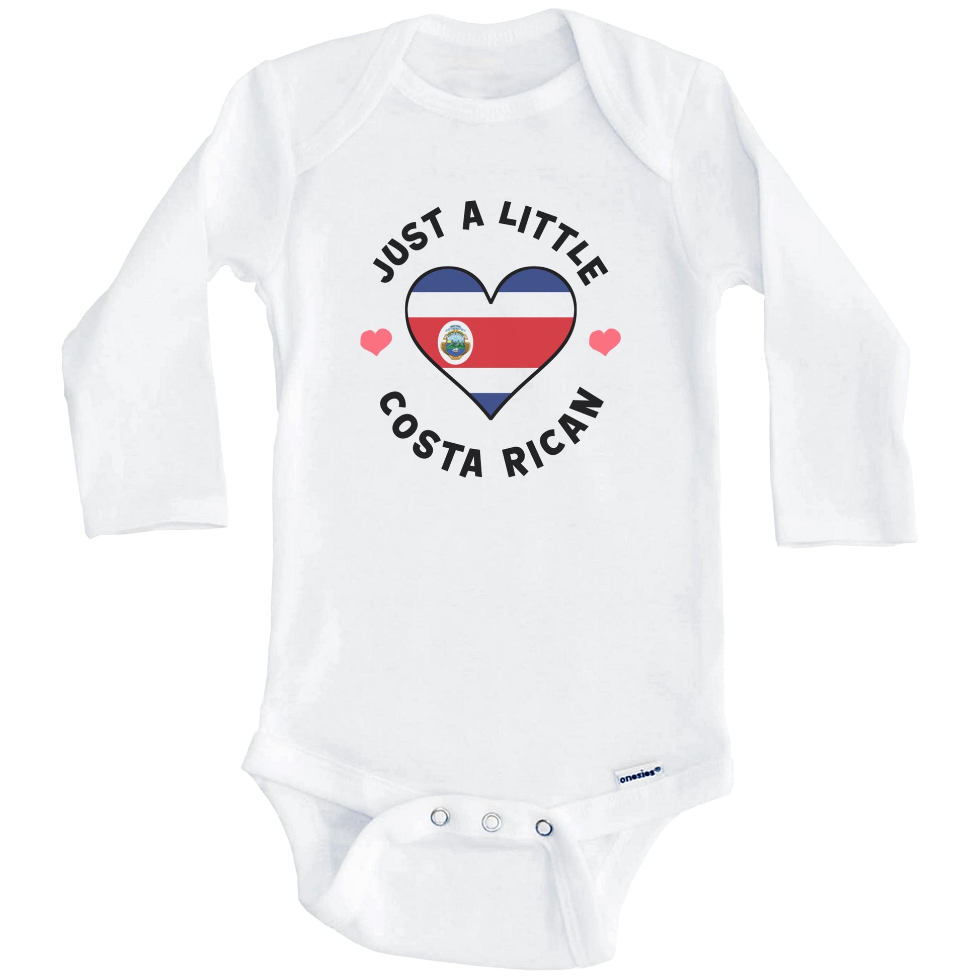 Costa Rican Flag Heart Just A Little Costa Rican Costa Rica Baby Bodysuit (Long Sleeves)