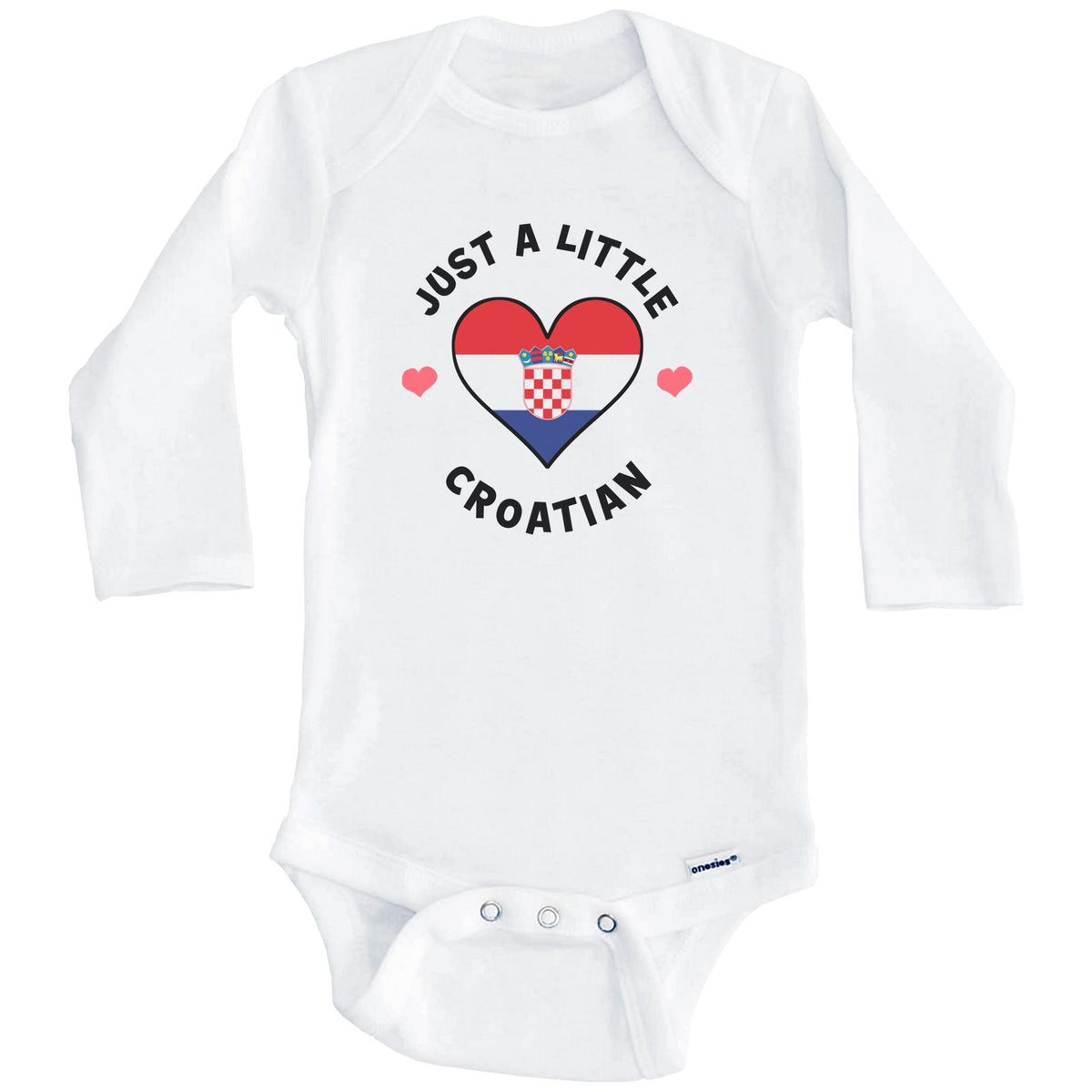 Croatian Flag Heart Just A Little Croatian Croatia Baby Bodysuit (Long Sleeves)