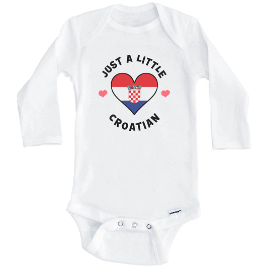 Croatian Flag Heart Just A Little Croatian Croatia Baby Bodysuit (Long Sleeves)