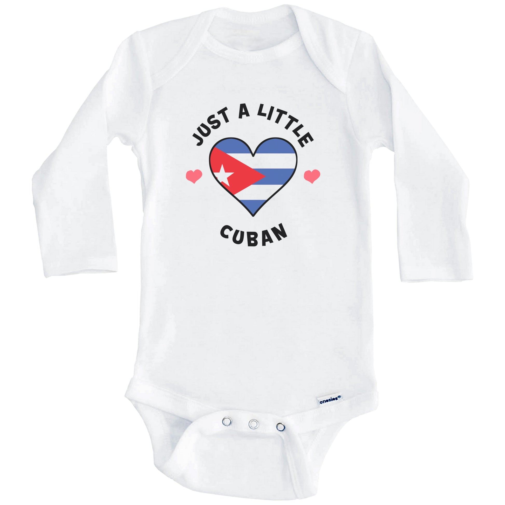 Cuban Flag Heart Just A Little Cuban Cuba Baby Bodysuit (Long Sleeves)