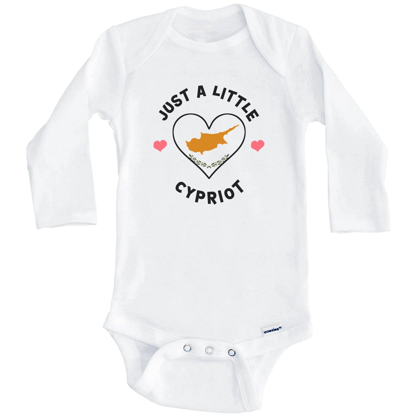 Cypriot Flag Heart Just A Little Cypriot Cyprus Baby Bodysuit (Long Sleeves)