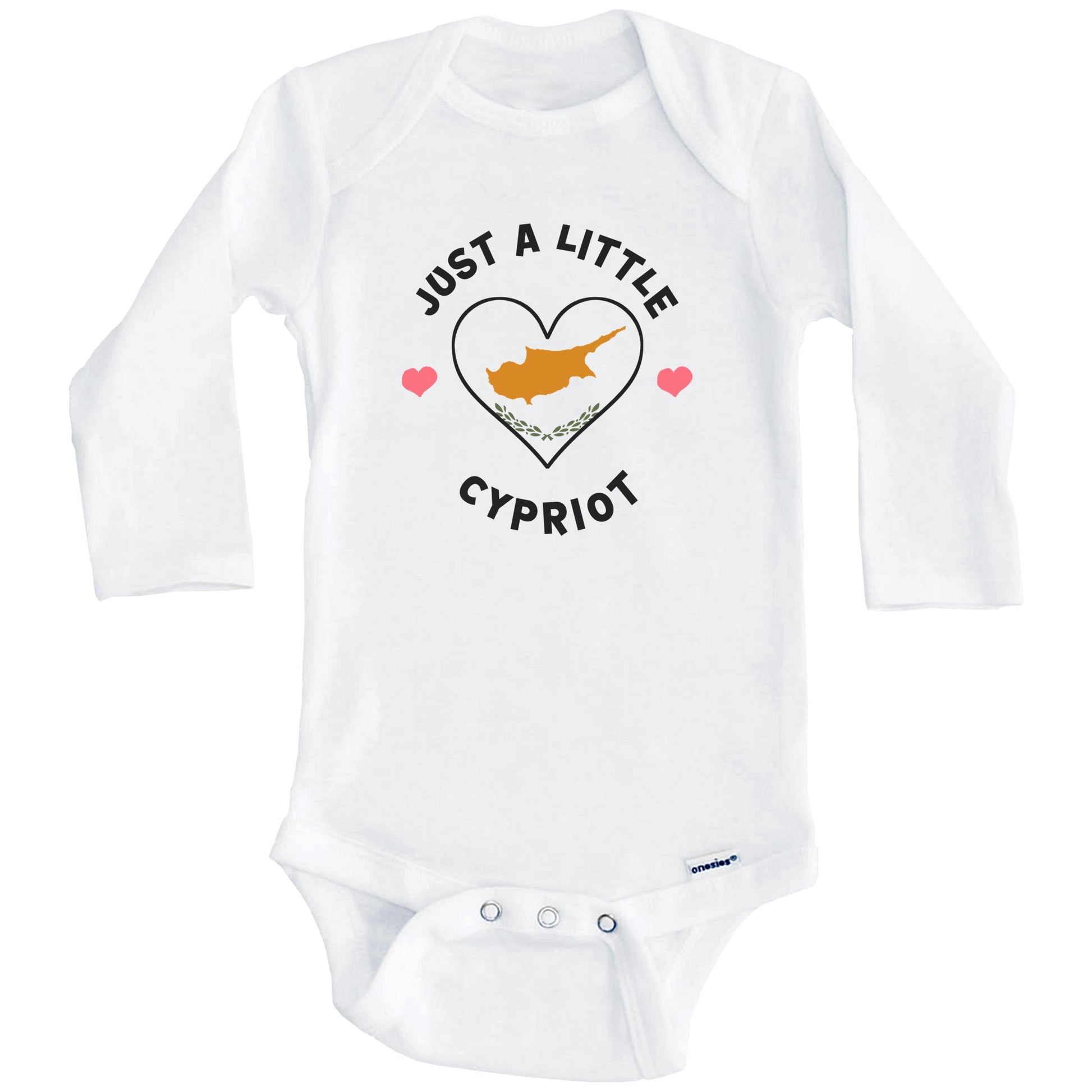 Cypriot Flag Heart Just A Little Cypriot Cyprus Baby Bodysuit (Long Sleeves)