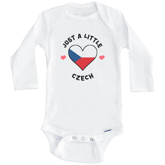 Czech Flag Heart Just A Little Czech Czech Republic Baby Bodysuit (Long Sleeves)