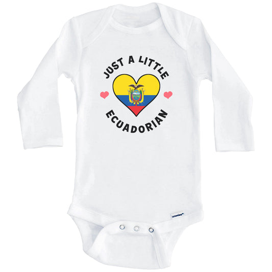 Ecuadorian Flag Heart Just A Little Ecuadorian Ecuador Baby Bodysuit (Long Sleeves)