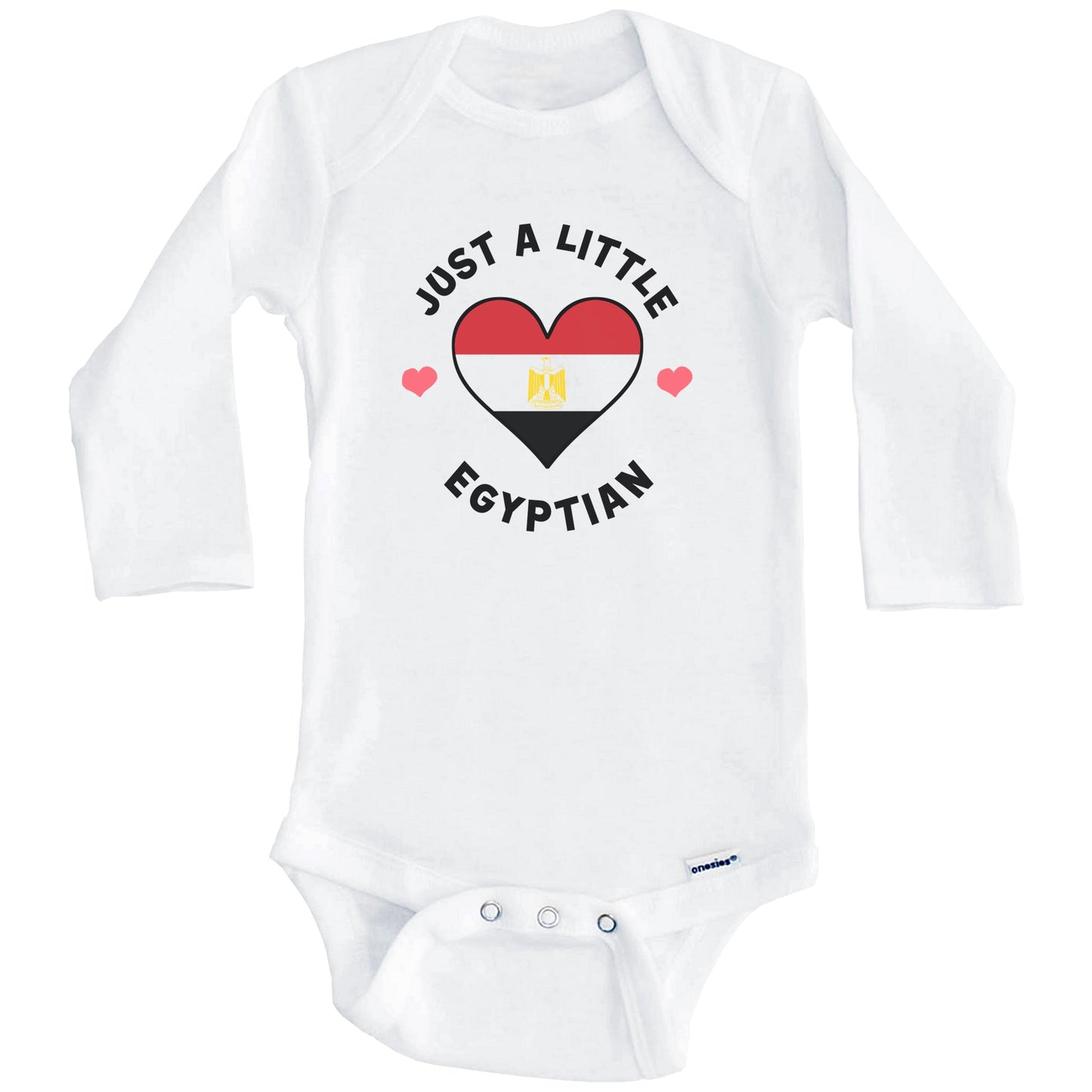 Egyptian Flag Heart Just A Little Egyptian Egypt Baby Bodysuit (Long Sleeves)