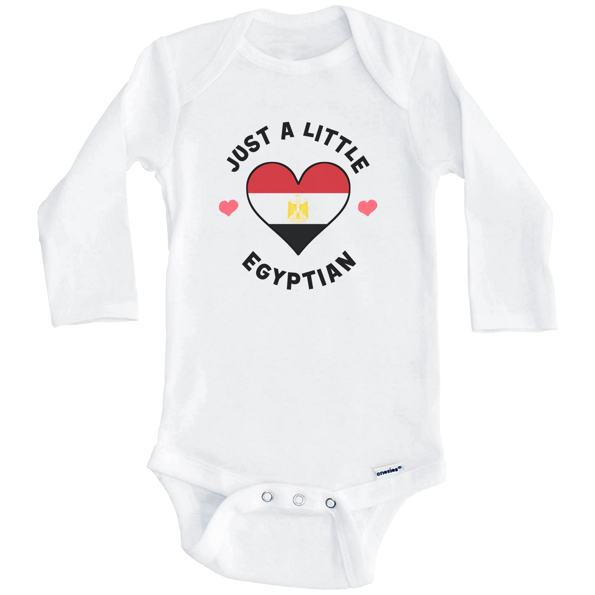 Egyptian Flag Heart Just A Little Egyptian Egypt Baby Bodysuit (Long Sleeves)