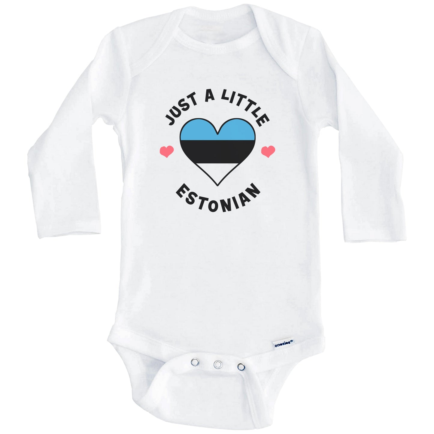 Estonian Flag Heart Just A Little Estonian Estonia Baby Bodysuit (Long Sleeves)