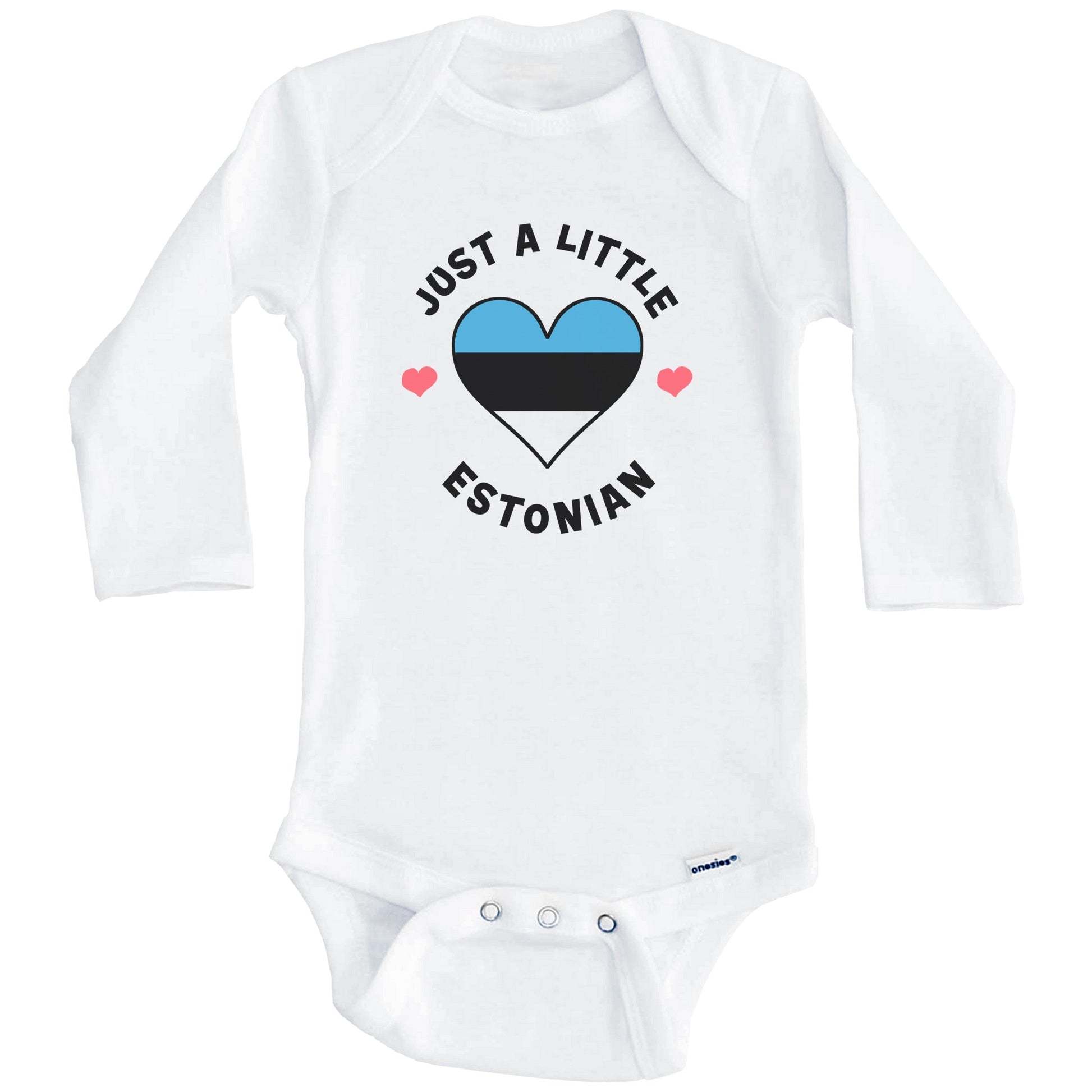 Estonian Flag Heart Just A Little Estonian Estonia Baby Bodysuit (Long Sleeves)