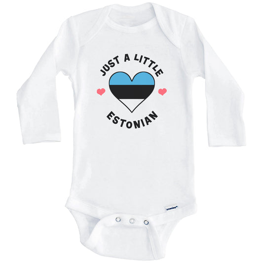 Estonian Flag Heart Just A Little Estonian Estonia Baby Bodysuit (Long Sleeves)