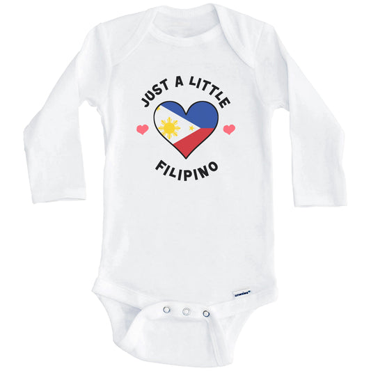 Filipino Flag Heart Just A Little Filipino Philippines Baby Bodysuit (Long Sleeves)