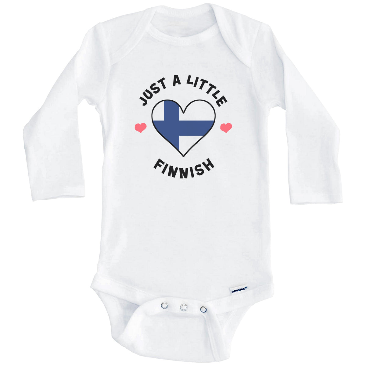 Finnish Flag Heart Just A Little Finnish Finland Baby Bodysuit (Long Sleeves)