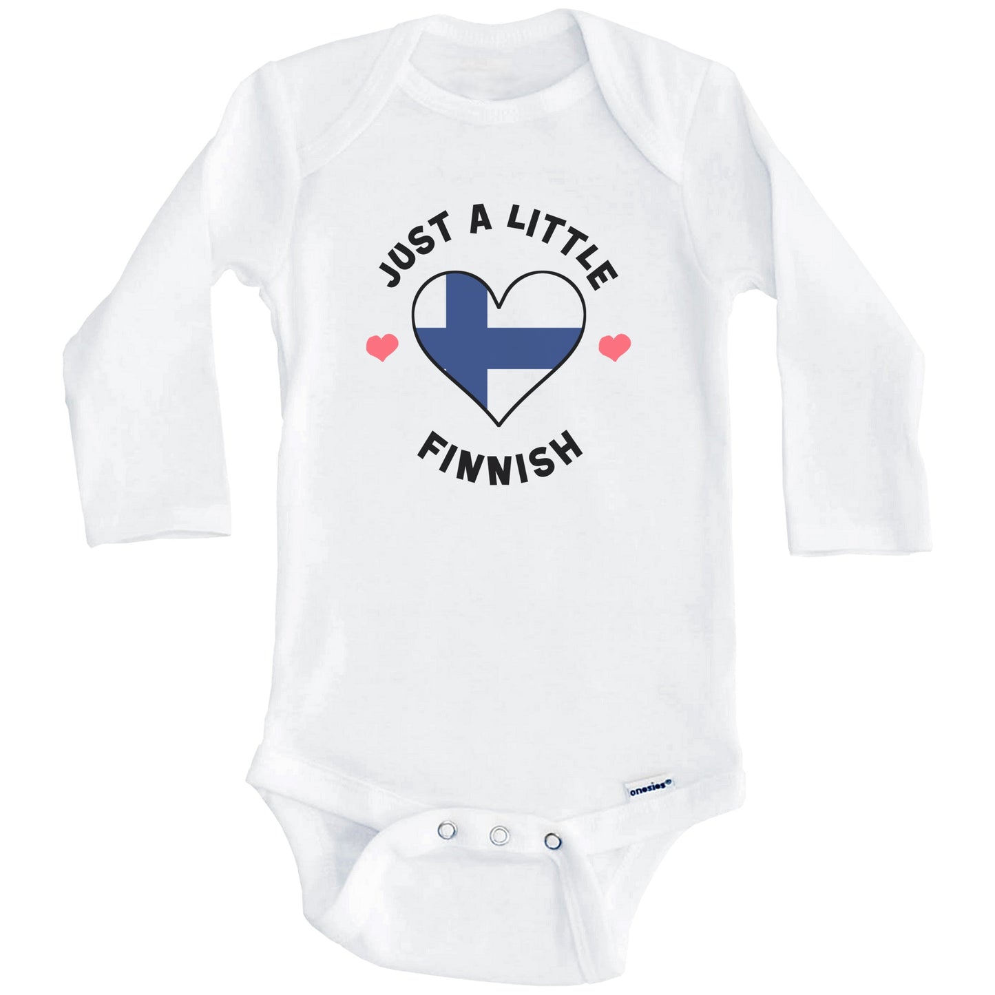 Finnish Flag Heart Just A Little Finnish Finland Baby Bodysuit (Long Sleeves)