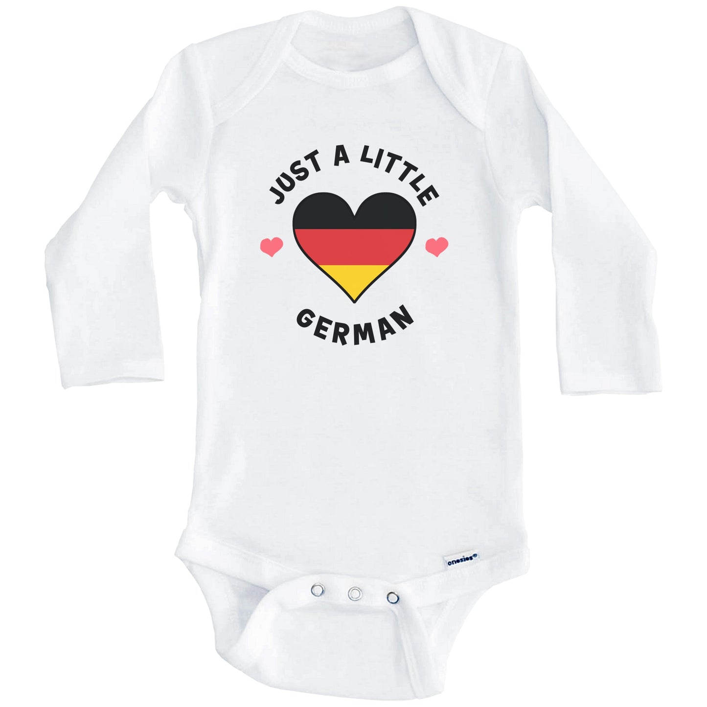 German Flag Heart Just A Little German Germany Baby Bodysuit (Long Sleeves)