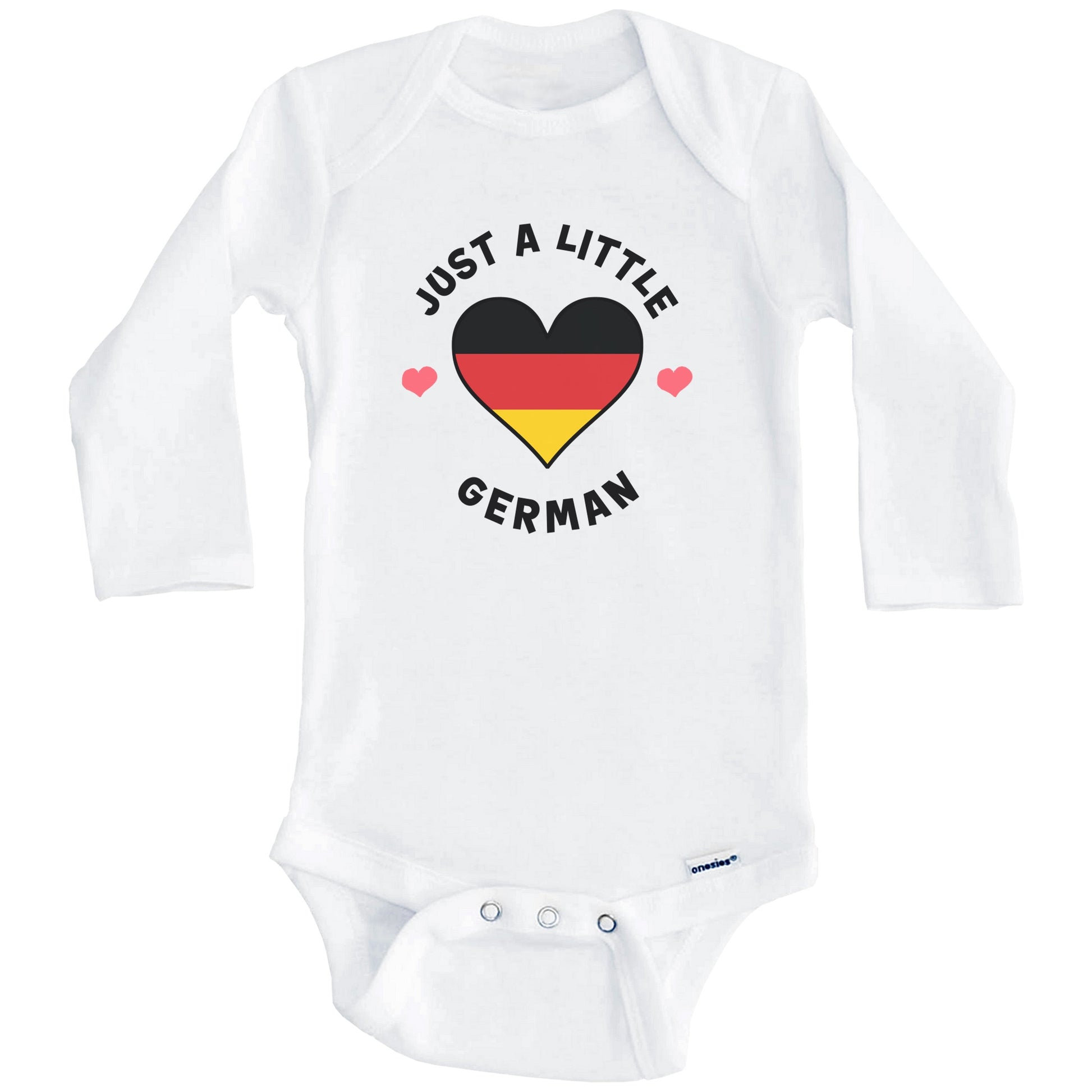 German Flag Heart Just A Little German Germany Baby Bodysuit (Long Sleeves)