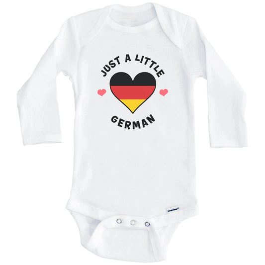 German Flag Heart Just A Little German Germany Baby Bodysuit (Long Sleeves)