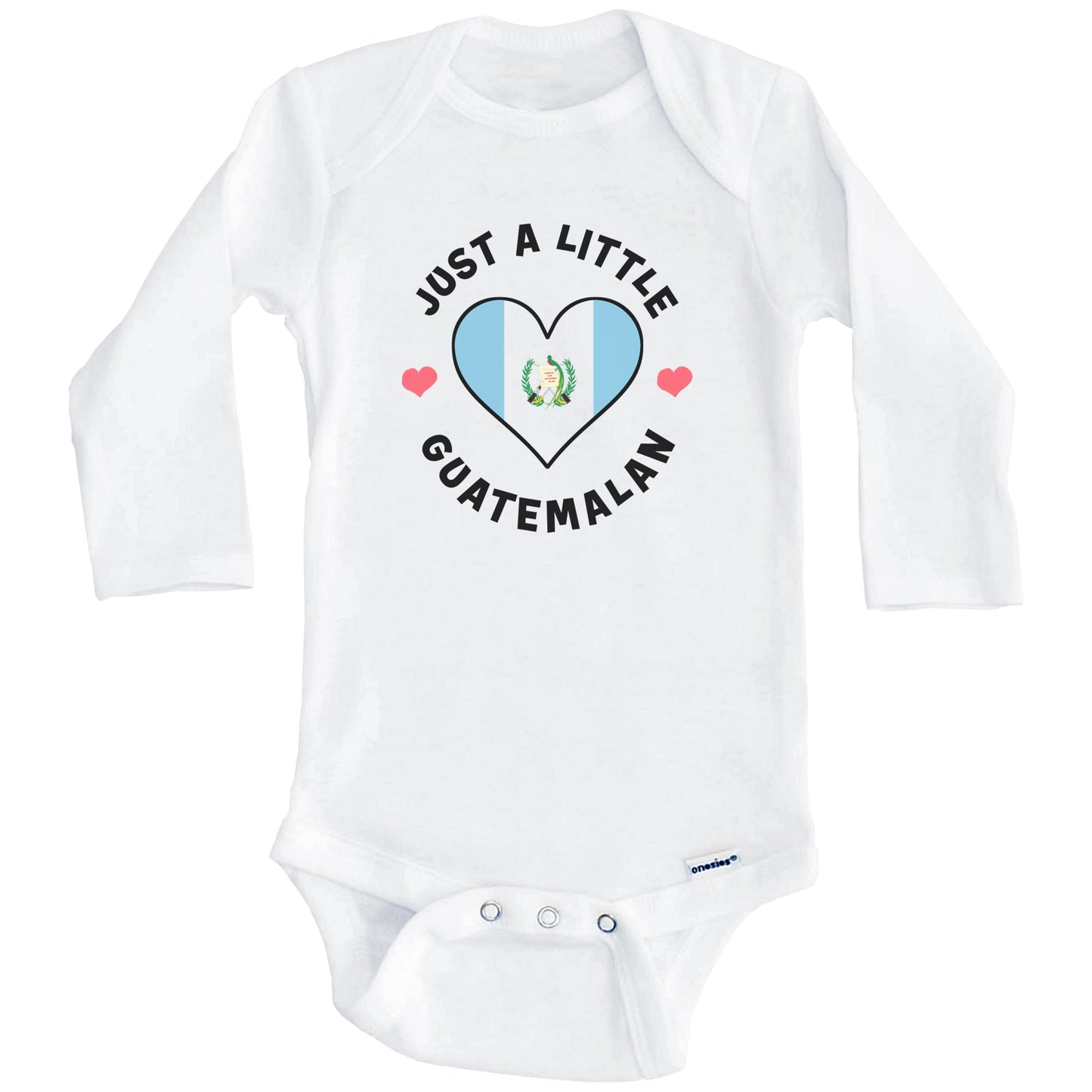 Guatemalan Flag Heart Just A Little Guatemalan Guatemala Baby Bodysuit (Long Sleeves)