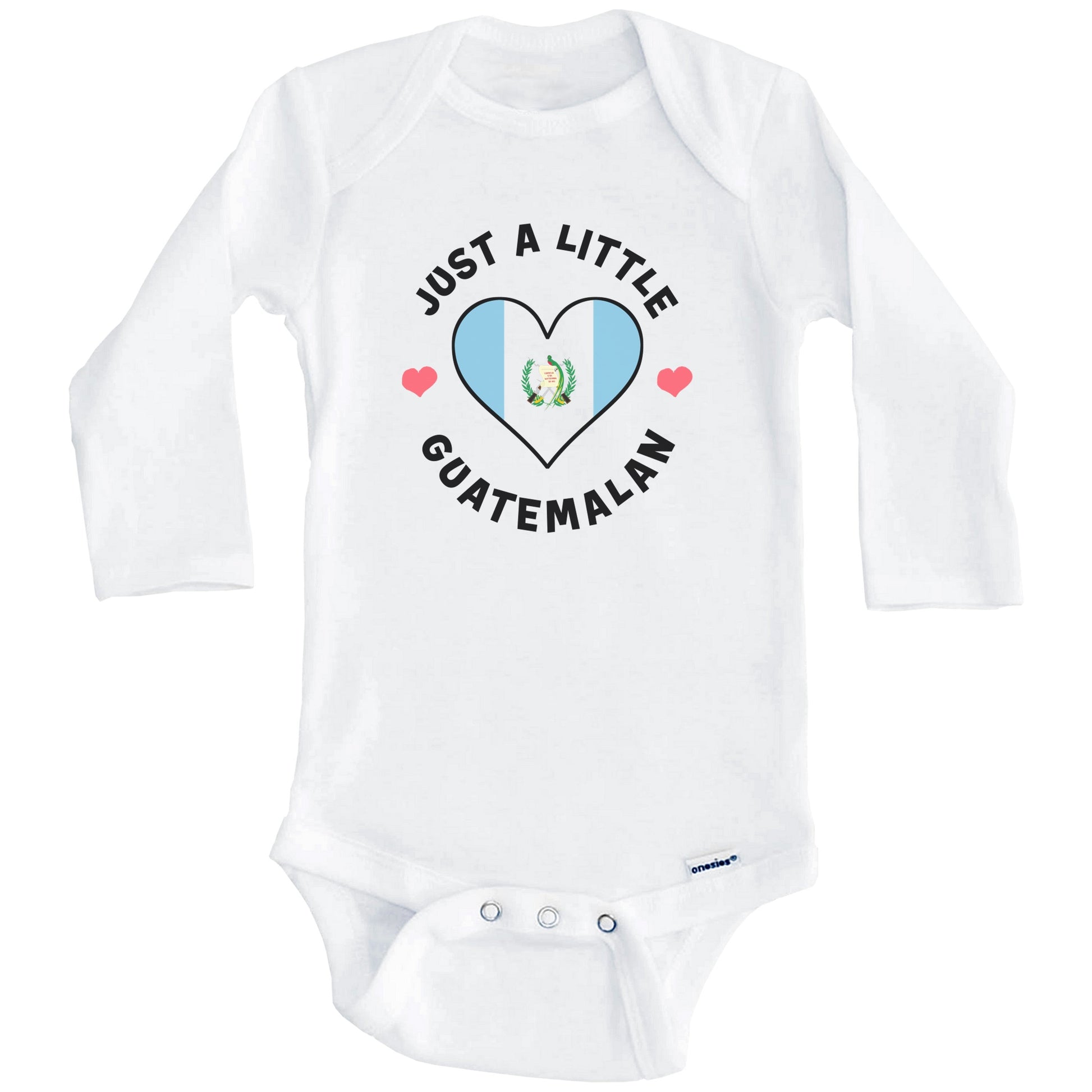 Guatemalan Flag Heart Just A Little Guatemalan Guatemala Baby Bodysuit (Long Sleeves)