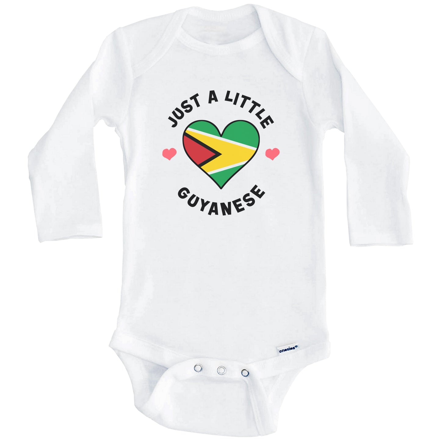 Guyanese Flag Heart Just A Little Guyanese Guyana Baby Bodysuit (Long Sleeves)