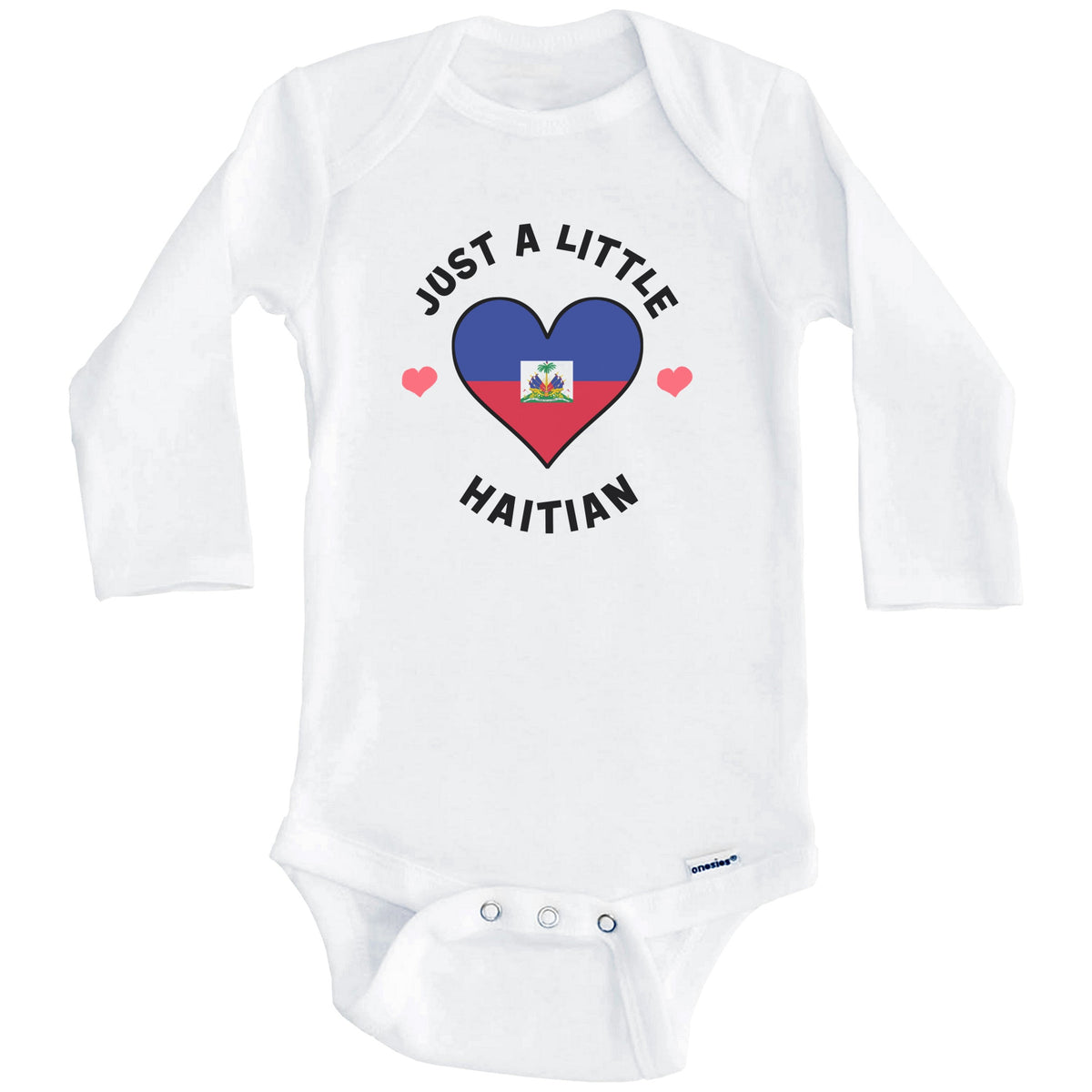 Haitian Flag Heart Just A Little Haitian Haiti Baby Bodysuit (Long Sleeves)
