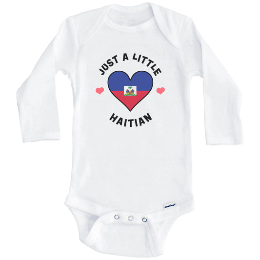 Haitian Flag Heart Just A Little Haitian Haiti Baby Bodysuit (Long Sleeves)