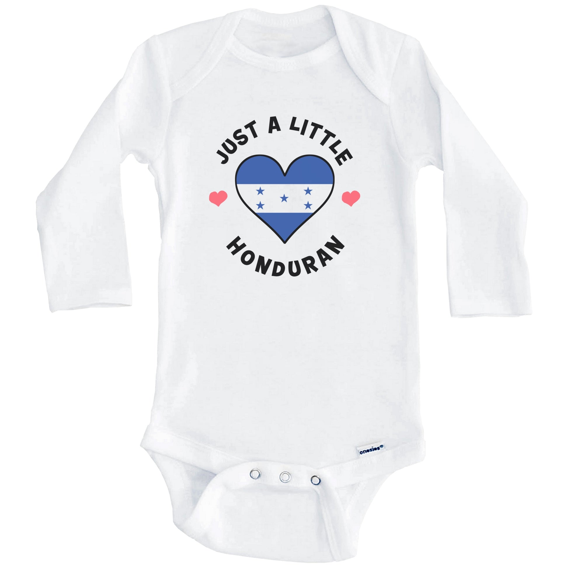 Honduran Flag Heart Just A Little Honduran Honduras Baby Bodysuit (Long Sleeves)