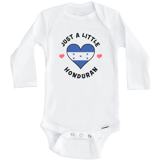 Honduran Flag Heart Just A Little Honduran Honduras Baby Bodysuit (Long Sleeves)