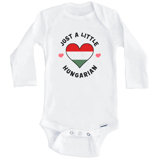 Hungarian Flag Heart Just A Little Hungarian Hungary Baby Bodysuit (Long Sleeves)