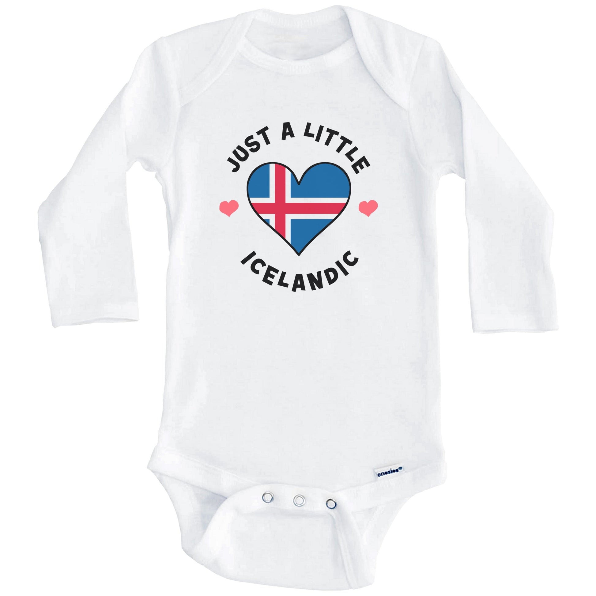 Icelandic Flag Heart Just A Little Icelandic Iceland Baby Bodysuit (Long Sleeves)