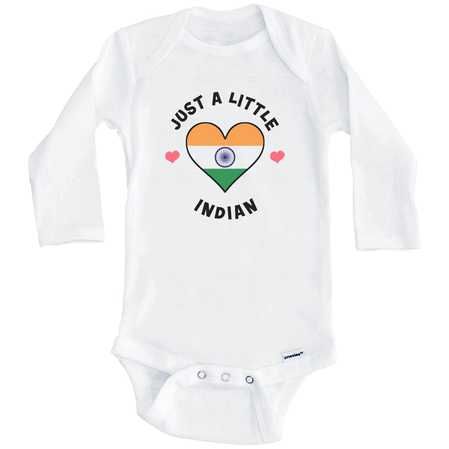 Indian Flag Heart Just A Little Indian India Baby Bodysuit (Long Sleeves)