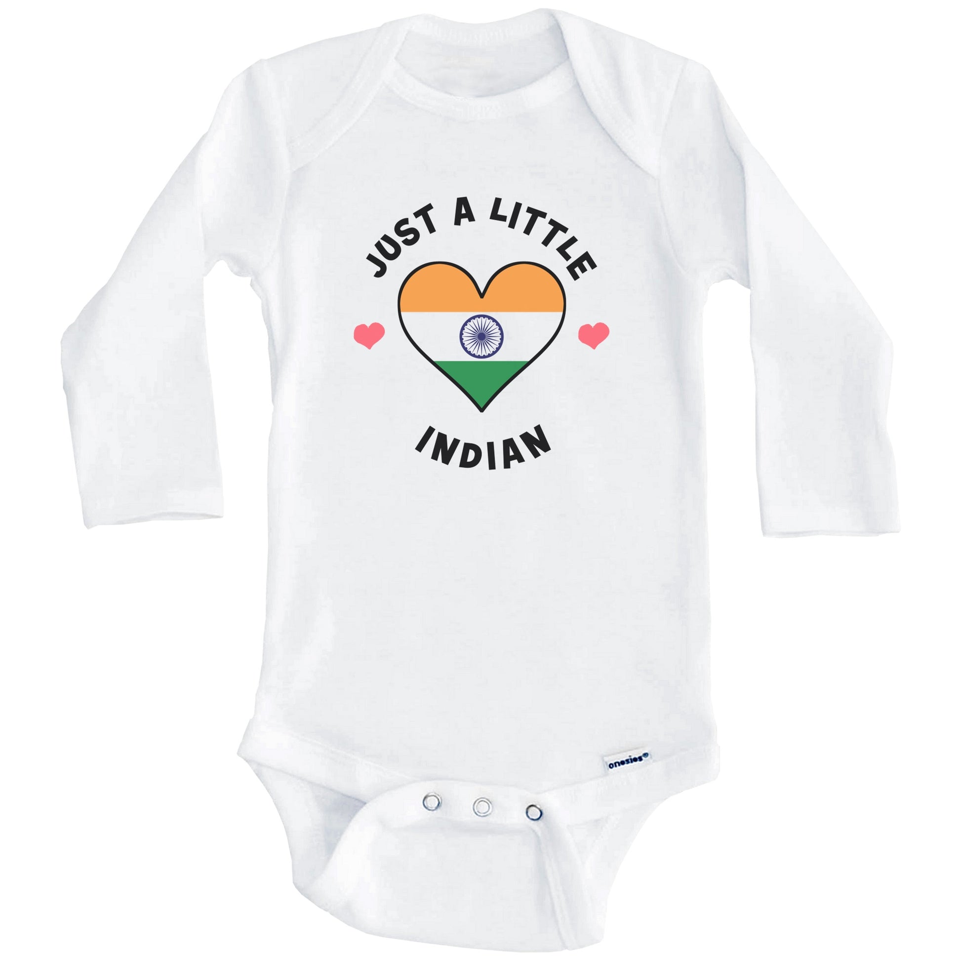 Indian Flag Heart Just A Little Indian India Baby Bodysuit (Long Sleeves)