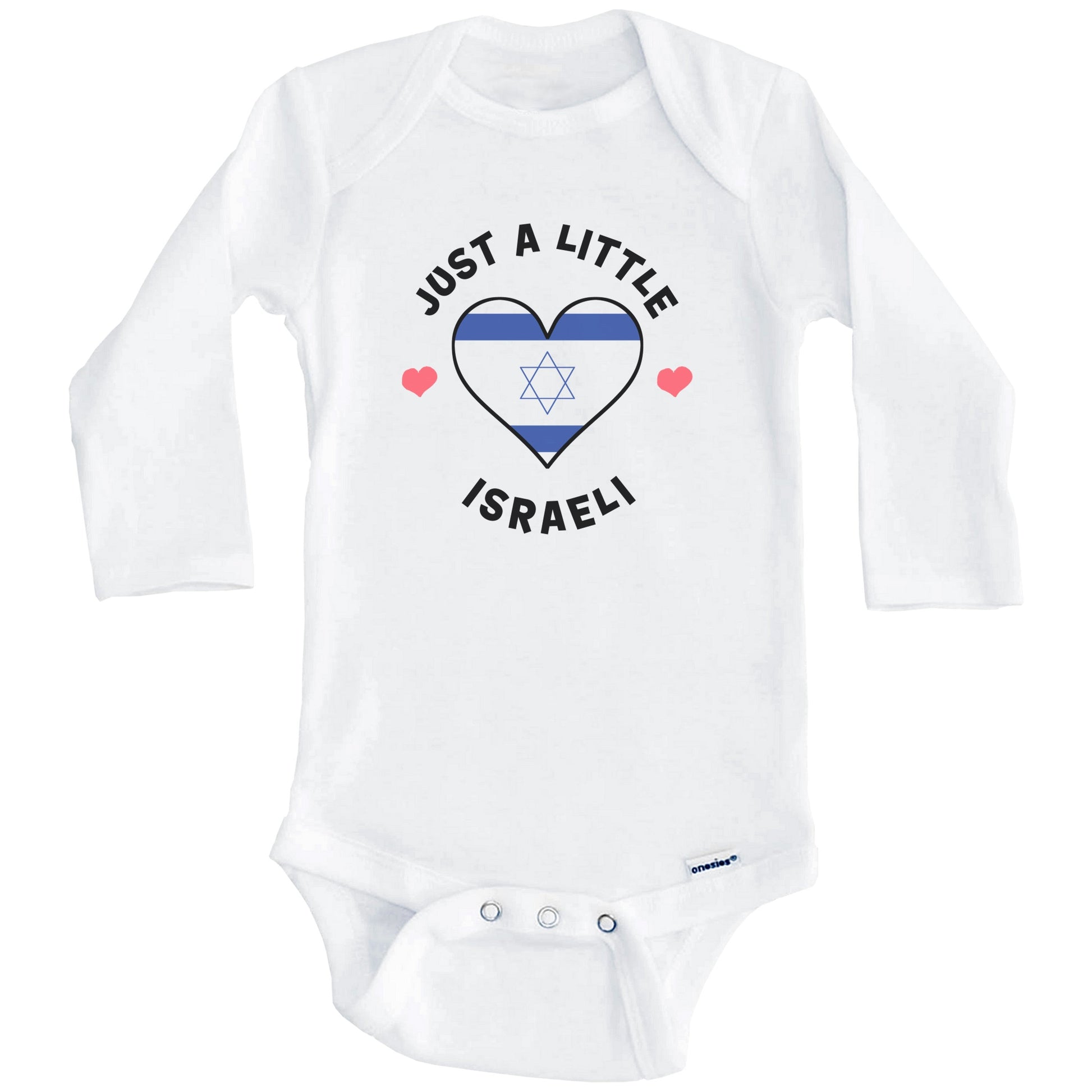 Israeli Flag Heart Just A Little Israeli Israel Baby Bodysuit (Long Sleeves)