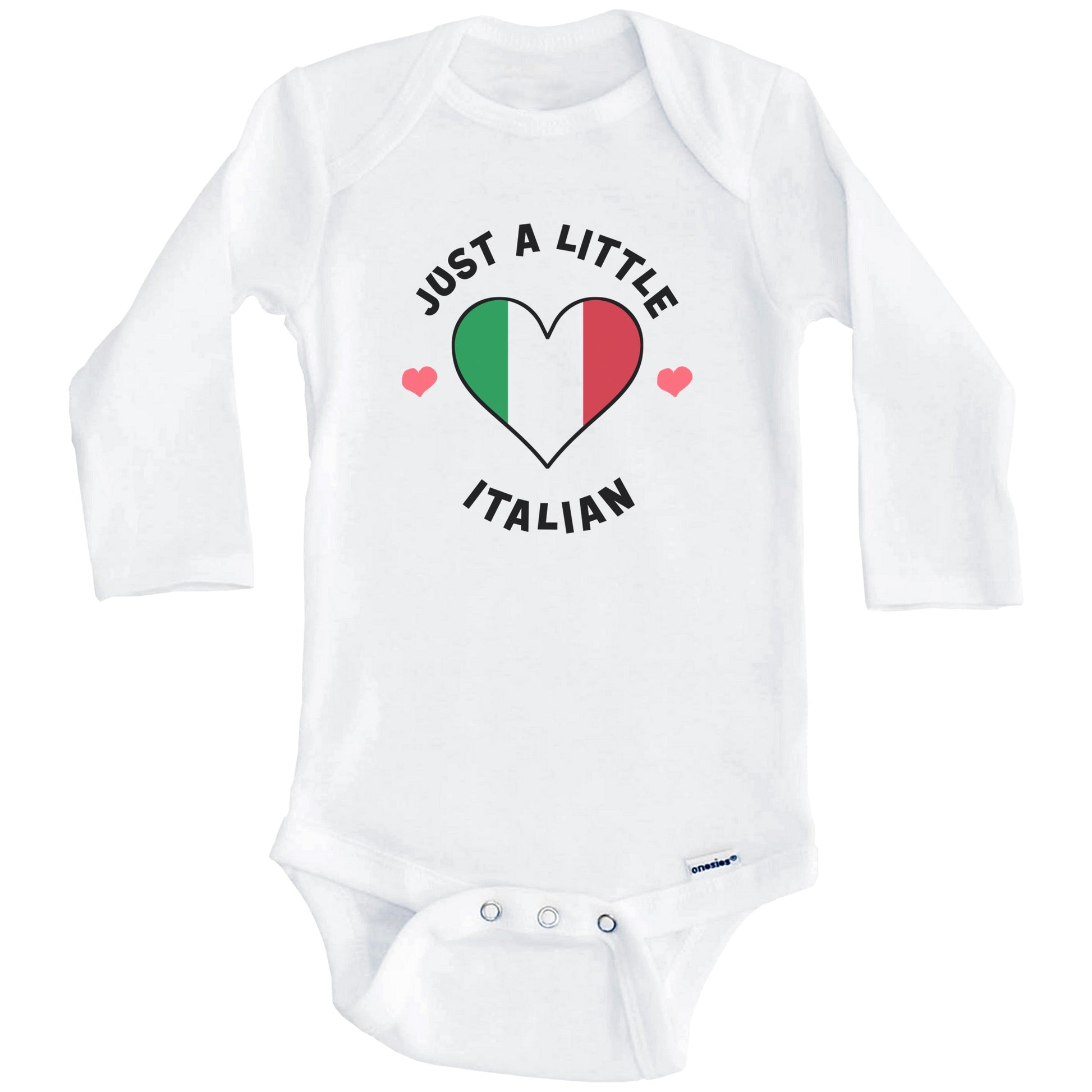 Italian Flag Heart Just A Little Italian Italy Baby Bodysuit (Long Sleeves)