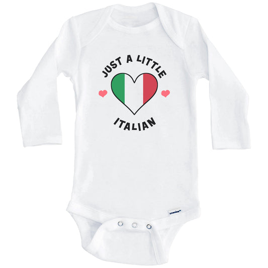 Italian Flag Heart Just A Little Italian Italy Baby Bodysuit (Long Sleeves)