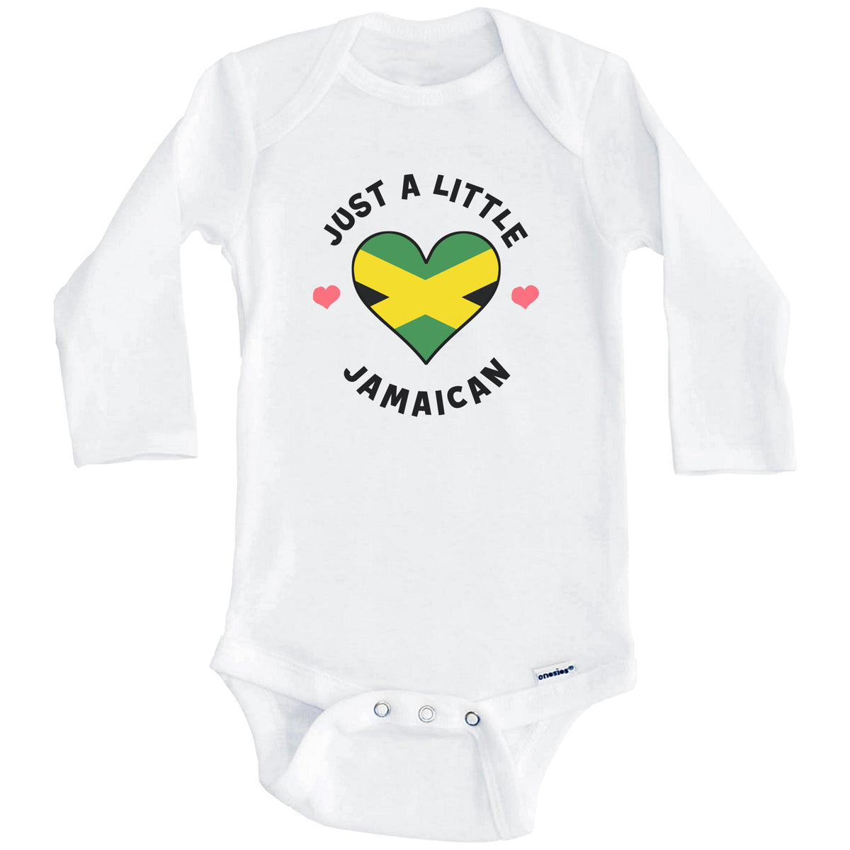 Jamaican Flag Heart Just A Little Jamaican Jamaica Baby Bodysuit (Long Sleeves)