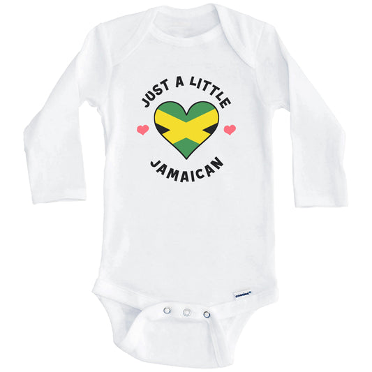 Jamaican Flag Heart Just A Little Jamaican Jamaica Baby Bodysuit (Long Sleeves)