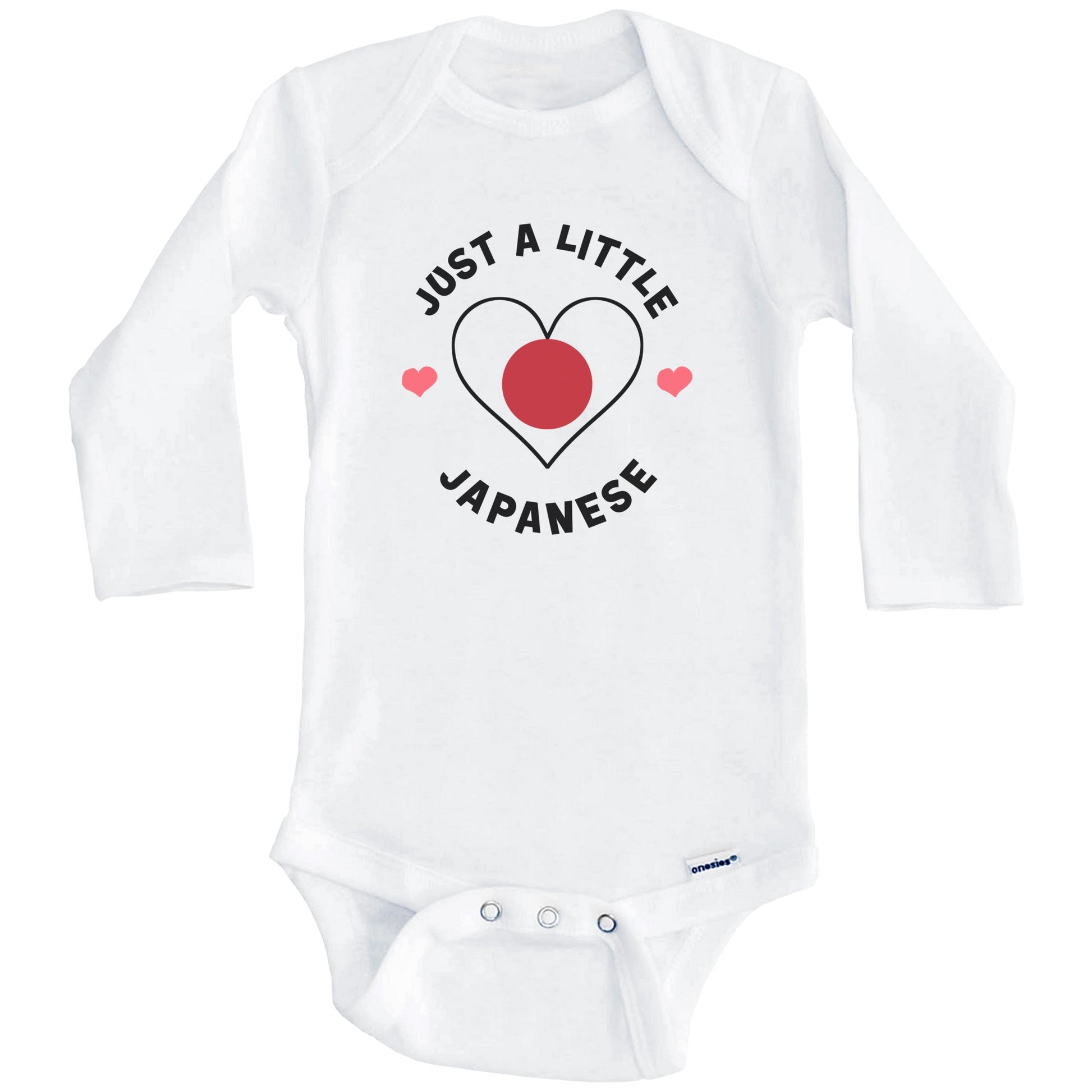 Japanese Flag Heart Just A Little Japanese Japan Baby Bodysuit (Long Sleeves)